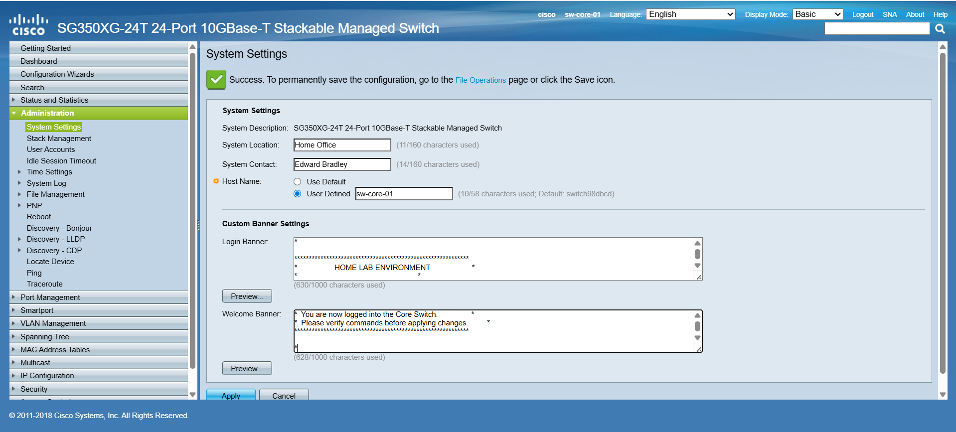 Building My Home Lab - Part 2:  Switch Fabric Configuration and VLAN Segmentation